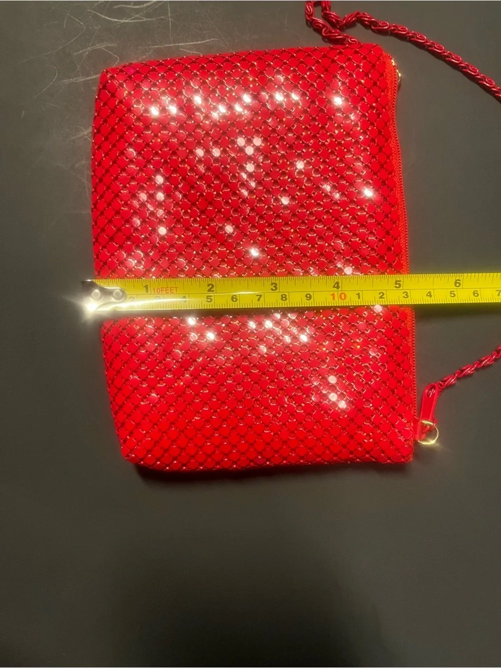 Vintage Red Mesh Crossbody Evening Bag